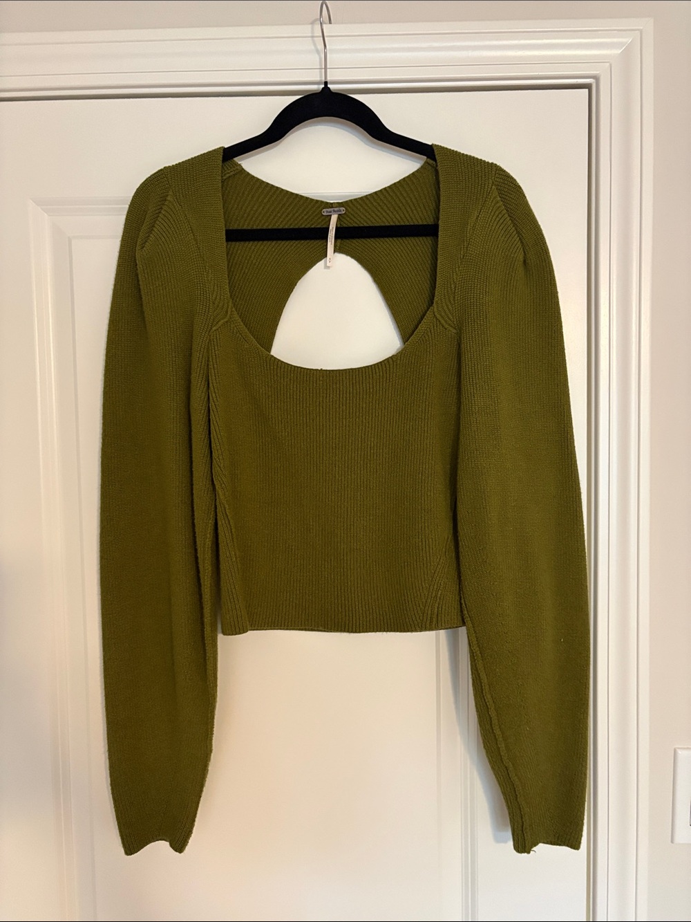Free People Olive Scoop-Neck Cropped Knit Sweater